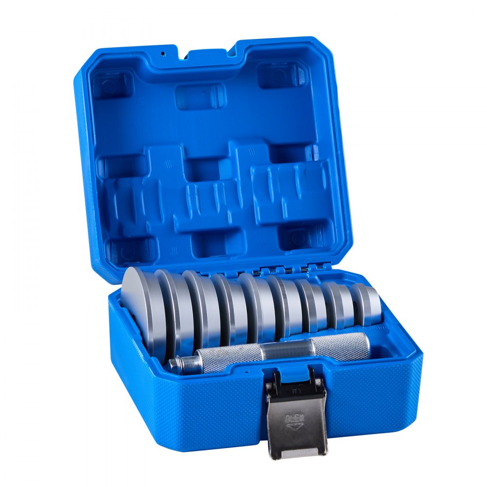 VEVOR Kit Pressa per Cuscinetti, 10 Pezzi, per Guarnizioni dei Cuscinetti con 9 Boccole e Albero della Maniglia, per l'Installazione e la Rimozione delle Guarnizioni in Lega di Alluminio con Custodia