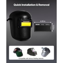VEVOR Lente per Saldatura Auto-Oscurante 108 x 51 mm, Lente per Saldatura a Colori Reali con Tonalità 11 e Doppi Sensori ad Arco, Compatibile con la Maggior Parte dei Caschi per TIG, MIG, MMA, ARC