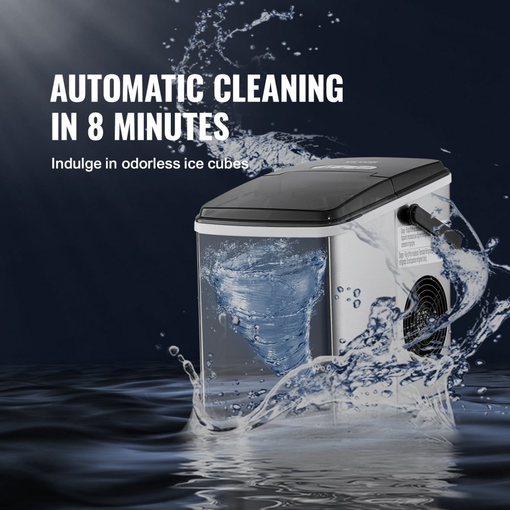 VEVOR Ghiacciaia Macchina per Ghiaccio da Banco Portatile Compressore 105W fabbricatore di ghiaccio a Forma di Pallottola Produttività 11,79kg/24H ca