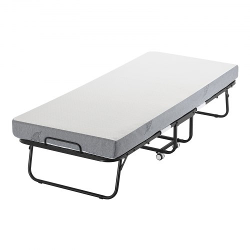 Karcog Letto Pieghevole Con Materasso Memory Foam - Letto Per Ospiti 190x75x30 Cm, Struttura In Acciaio, Con Ruote E Copertura, Portata 136 Kg - 2