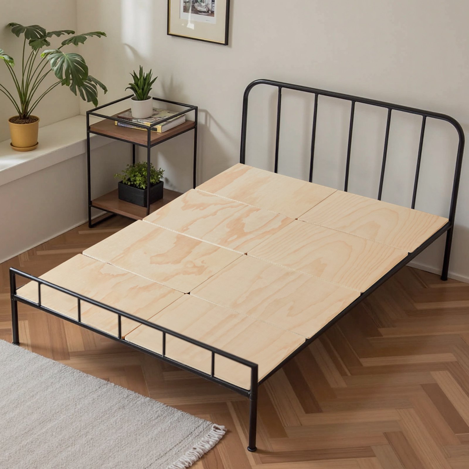 VEVOR Supporto per Materasso a Castello Matrimoniale 1800 x 1300 x 10 mm con Attacco, Supporto per Doghe da Letto, Tavola da Letto Pieghevole, Pronto all'Uso, 8 Pezzi, Legno Naturale