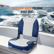 VEVOR Sedile da Barca Pieghevole, Sedile per Imbarcazioni con Schienale Basso Imbottitura in Spugna Alta Densità, Sedile per Barca Impermeabile per Crociere in Motoscafo Barca da Pesca 48,5x41x48cm