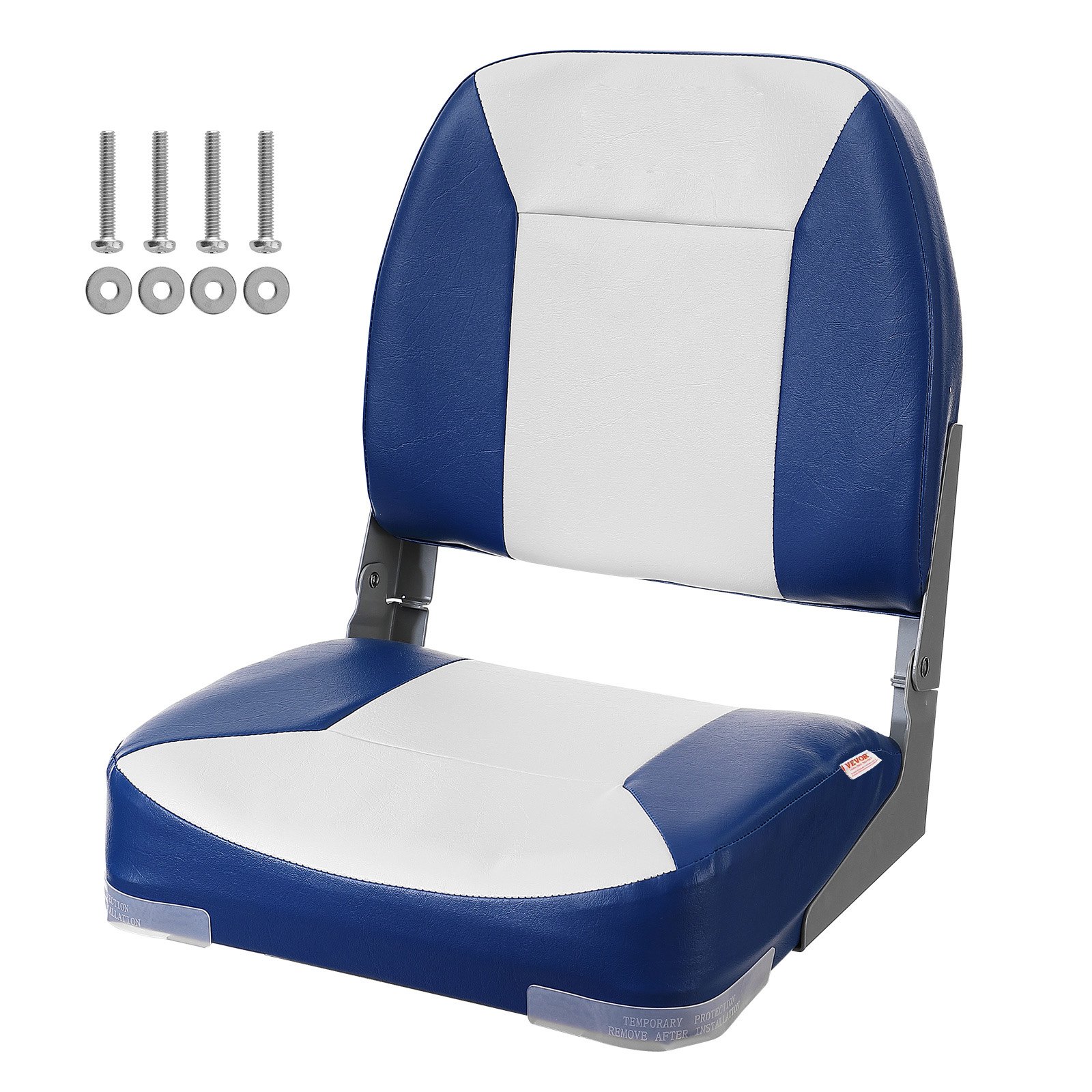 VEVOR Boat Seat 48 cm Boat Chair with Low Backrest, Folding Boat Chair with Thickened Sponge Padding and Hinge, Foldable Captain's Chair for Fishing Boat, Excursion Boat