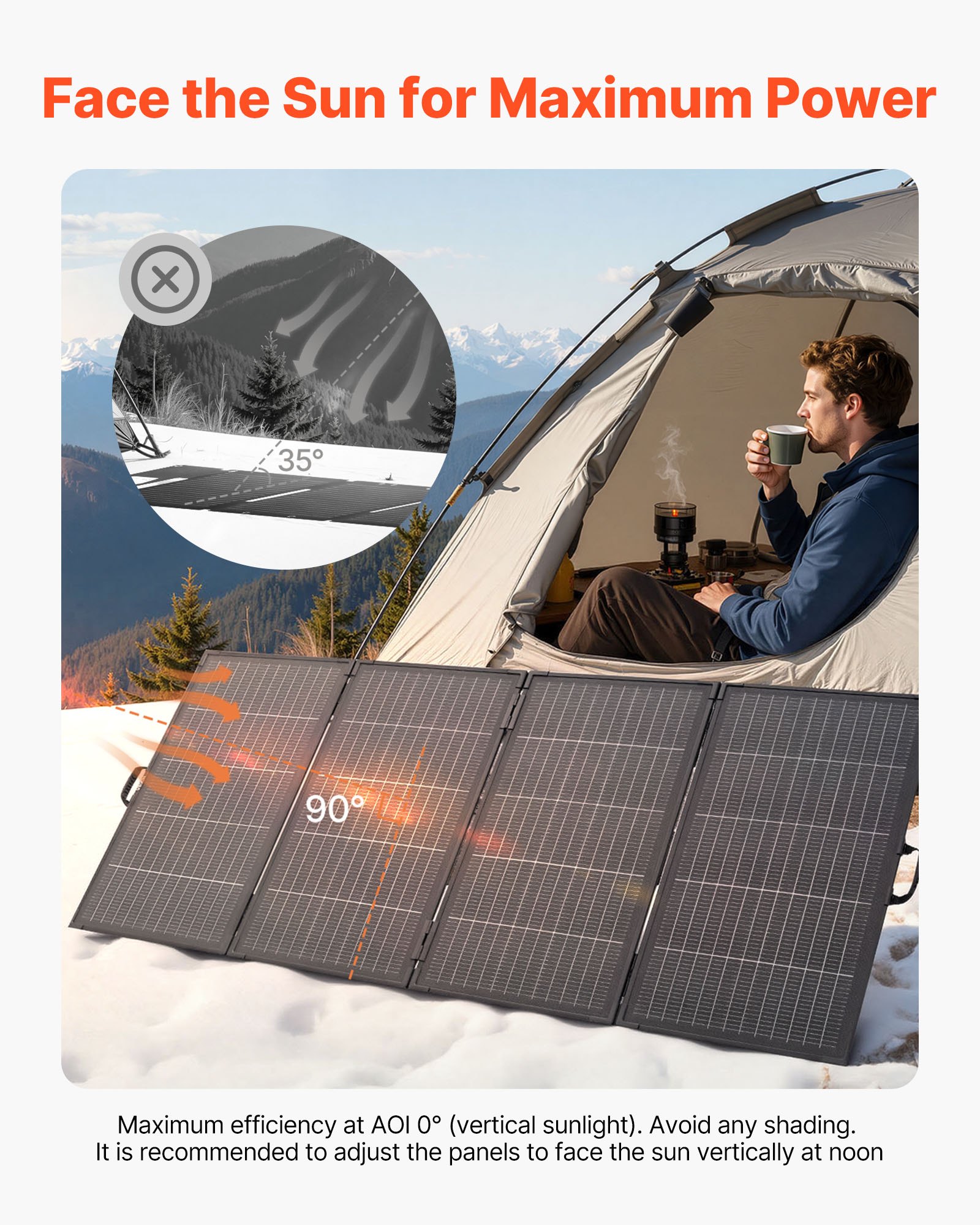 VEVOR Pannello Solare Pieghevole 400 W con Telaio, Pannello Solare Monocristallino di Tipo N da 16 BB, Caricabatterie IP67 con Uscita MC4 e Adattatore CC per Centrali Elettriche, Campeggio