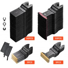VEVOR Set da 110 Lame per Utensile Oscillante, Lame Universali per Multiutensile a Rilascio Rapido, 4 Tipi per Legno, Plastica e Metallo Morbido, Compatibili con DeWalt, Ryobi, Milwaukee e Bosch