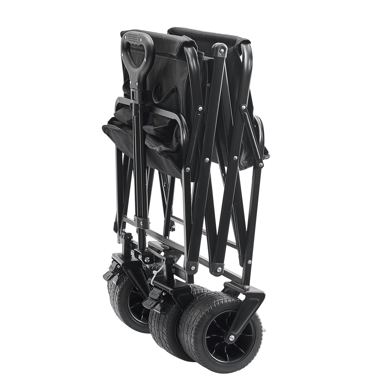 VEVOR Carrello a mano, carrello da spiaggia con ruote per tutti i terreni, robusto carrello pieghevole con una capacità di carico di 350 libbre e portabicchieri, carrello sportivo per campeggio