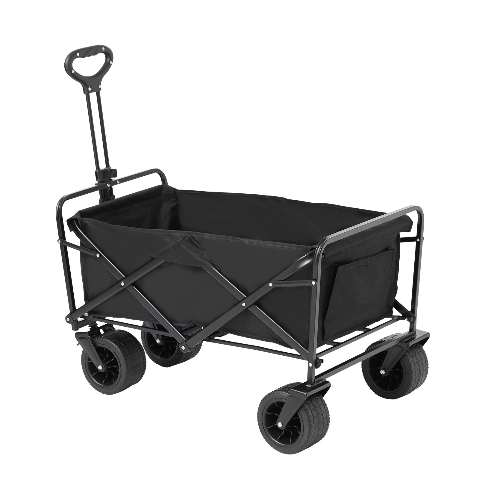 VEVOR Carrello a mano, carrello da spiaggia con ruote per tutti i terreni, robusto carrello pieghevole con una capacità di carico di 350 libbre e portabicchieri, carrello sportivo per campeggio