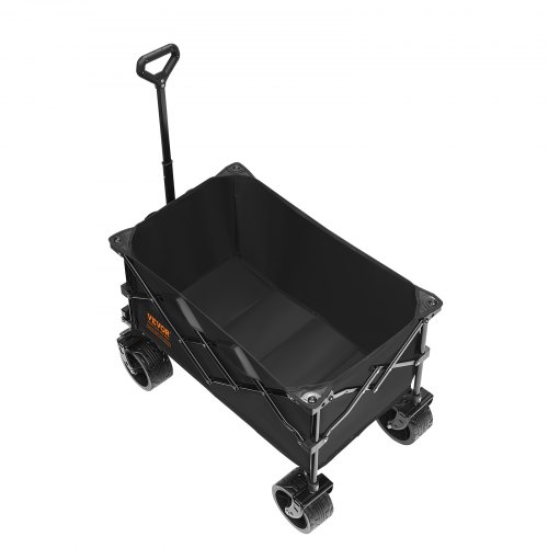VEVOR Carrello Pieghevole in Tessuto Oxford 600D con 4 Ruote Carico 120 kg ca., Carrello Portaoggetti Colore Nero 890 x 540 x 1080 mm da Giardino Spiaggia Pesca Campeggio, Carrello da Spiaggia 150 L