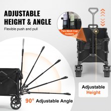 VEVOR Carrello Pieghevole in Tessuto Oxford 600D con 4 Ruote Carico 120 kg ca., Carrello Portaoggetti Colore Nero 890 x 540 x 1080 mm da Giardino Spiaggia Pesca Campeggio, Carrello da Spiaggia 150 L