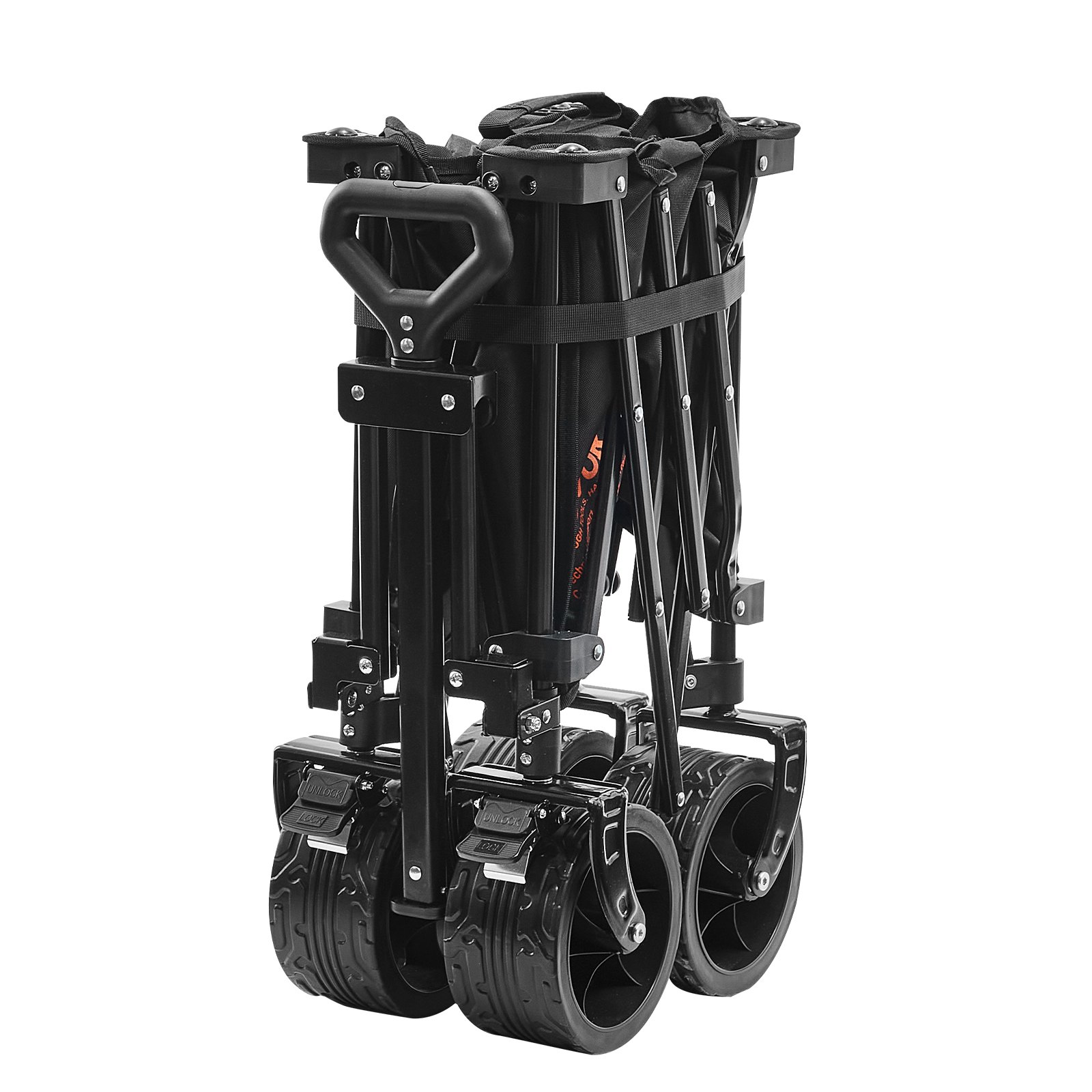 VEVOR Carrello Pieghevole in Tessuto Oxford 600D con 4 Ruote Carico 120 kg ca., Carrello Portaoggetti Colore Nero 890 x 540 x 1080 mm da Giardino Spiaggia Pesca Campeggio, Carrello da Spiaggia 150 L
