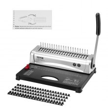 VEVOR Rilegatrice, Rilegatrice a pettine a 21 fori, 450 fogli, Rilegatrice con dorsi di rilegatura a pettine da 100 3/8'', per formato Lettera, A4, A5
