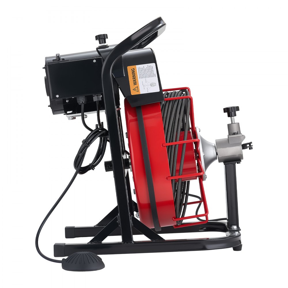 VEVOR Macchina per la Pulizia degli Scarichi 15 m x 8 mm, Trivella per Fognatura ad Alimentazione Automatica con 4 Lame e Interruttore a Pedale ad Aria Compressa per Tubi da 50 mm a 100 mm