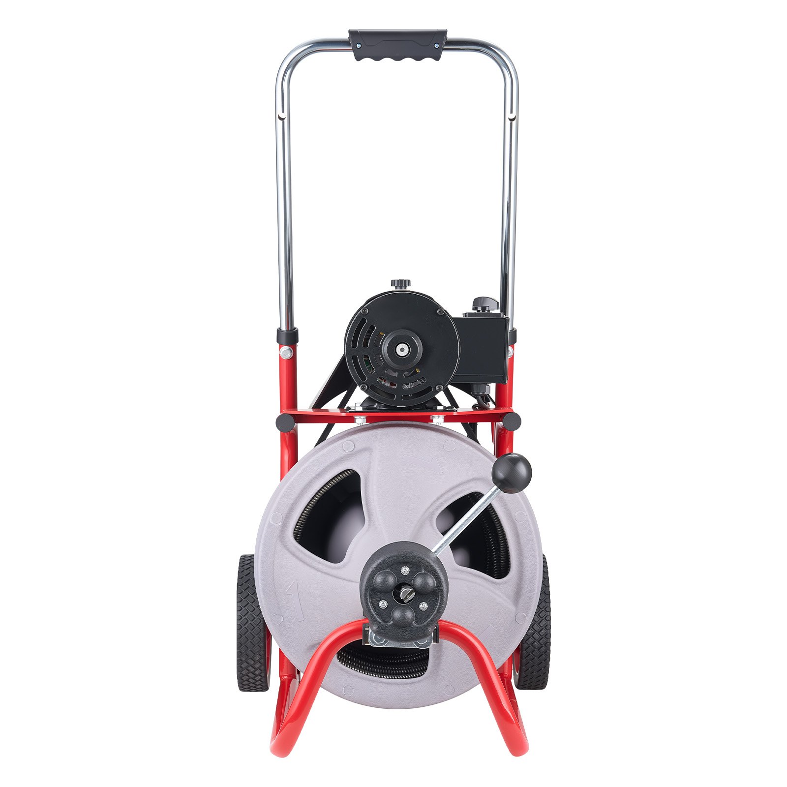 VEVOR Macchina per la Pulizia degli Scarichi 30 m x 9,5 mm, Trivella per Scarichi con Alimentazione Automatica su Ruote, 8 Lame e Interruttore a Pedale ad Aria Compressa per Tubi da 50 mm a 100 mm