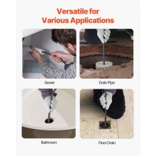 VEVOR Macchina per Pulizia degli Scarichi 30,48 m x 19,05 mm Macchina per Pulizia delle Fogne con Alimentazione Automatica, Pulitore per Coclea di Scarico con 4 Taglierine, per Tubi 25,4-101,6 mm