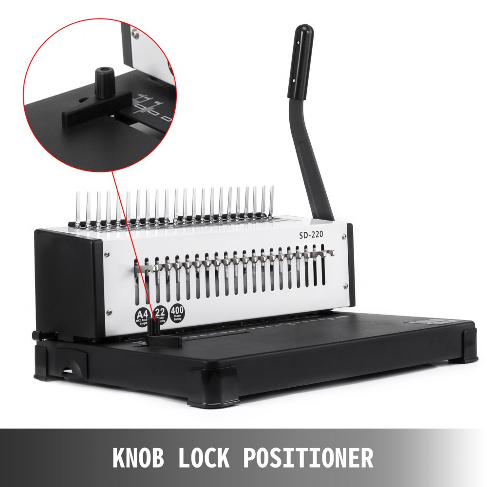 VEVOR Cucitrice Macchina per Rilegatura a Pettine Macchina Rilegatrice per Perforatore a Bobina SD-220B a 21 Fori per Fogli A4 da 400 Fogli
