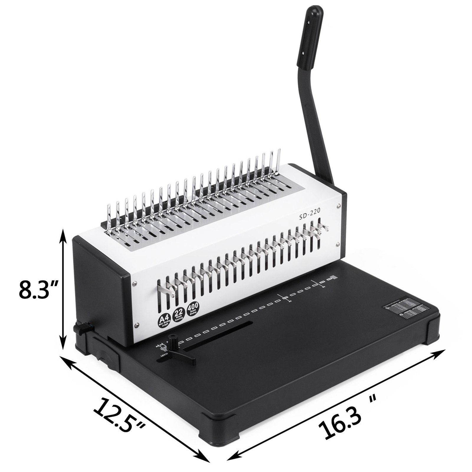 VEVOR Cucitrice Macchina per Rilegatura a Pettine Macchina Rilegatrice per Perforatore a Bobina SD-220B a 21 Fori per Fogli A4 da 400 Fogli