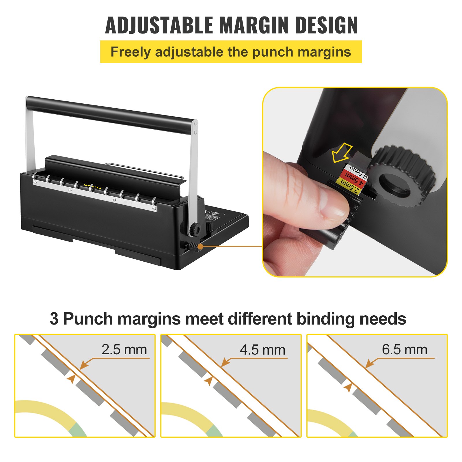 VEVOR Legatrice Manuale a 34 fori, Rilegatrice per Libri TD-130, Cartella a Spirale per Perforazione di Carta a Spirale a Spirale 3: 1 per A4, 4 x 4 mm