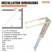 VEVOR Scaletta per soffitta pieghevole in alluminio regolabile portatile per soppalco a soffitto