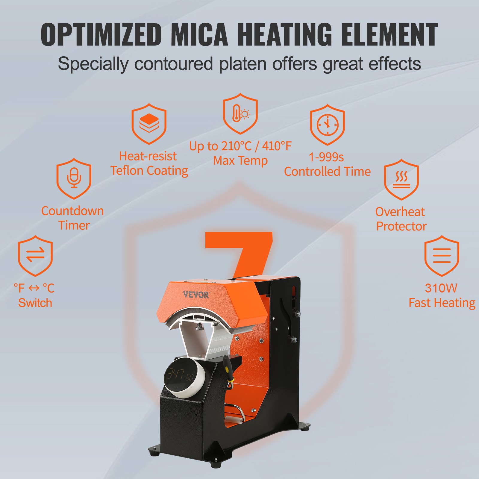 VEVOR Macchina Pressa a Caldo del Cappello Automatica 16,3x8cm 350W 3 Modelli, Termopressa per Cappellini Fai-da-te Funzione Automatica Controllo Tempo & Temperatura 40℃ - 210℃ per Nylon Lino Cotone