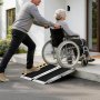 VEVOR Portable Wheelchair Ramp, 610 mm, Non-Slip Aluminum Folding Handicap Ramp for Wheelchair, 800 lbs Capacity, Door Threshold Ramps for Home Steps, Stairs, Entry, Threshold, Doorways, Scooter, Curb