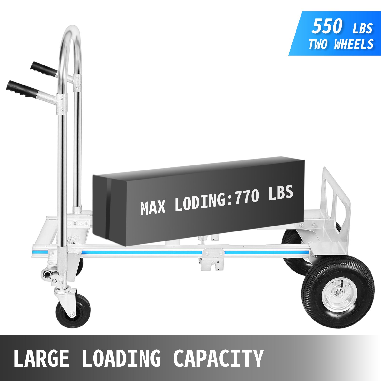 Carrello 2 In 1 Estensibile Portapacchi Pieghevole Capacità 350/250kg Alluminio