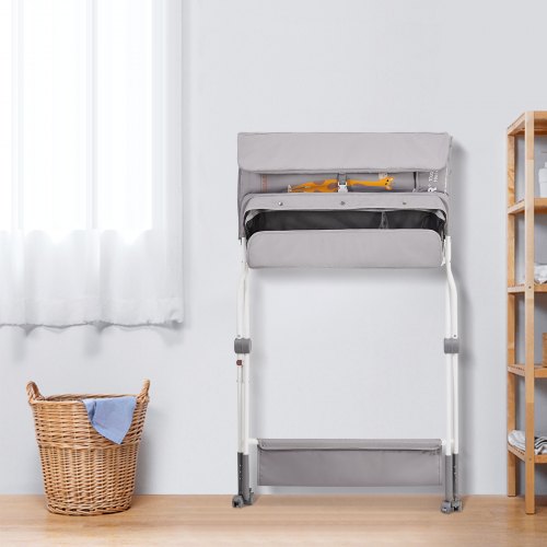 Fasciatoio Pieghevole Homewell Con Cesto, Materasso, Cintura E 4 Ruote – 79x55.5x96 Cm, Per Neonati