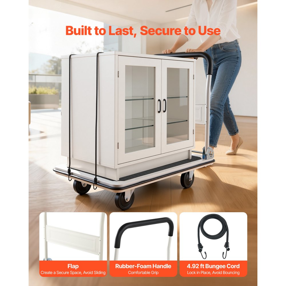 VEVOR Carrello Pieghevole per Trasporto Capacità max. 299,37 kg, Carrello con Piattaforma Pieghevole per Pacchi Merci Traslochi, Maniglia di Spinta, Dimensioni Aperte 900 x 870 x 610 mm