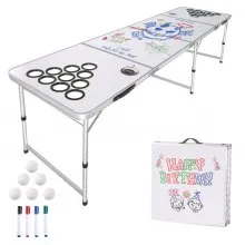 VEVOR Tavolo da Gioco Portatile per Birra Pong 2400 mm per Campeggio Bianco