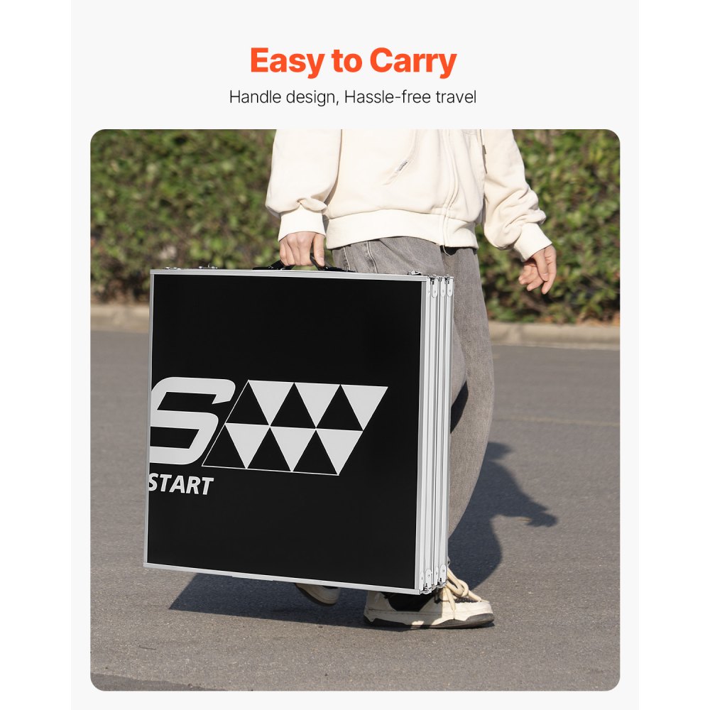 VEVOR Tavolo da Beer Pong Portatile 2,4 m Tavolo Pieghevole Rialzato, con Maniglia da Trasporto e 6 Palline da Pong, Altezza Regolabile, Leggero Portatile per Casa, Ufficio, Campeggio, Nero