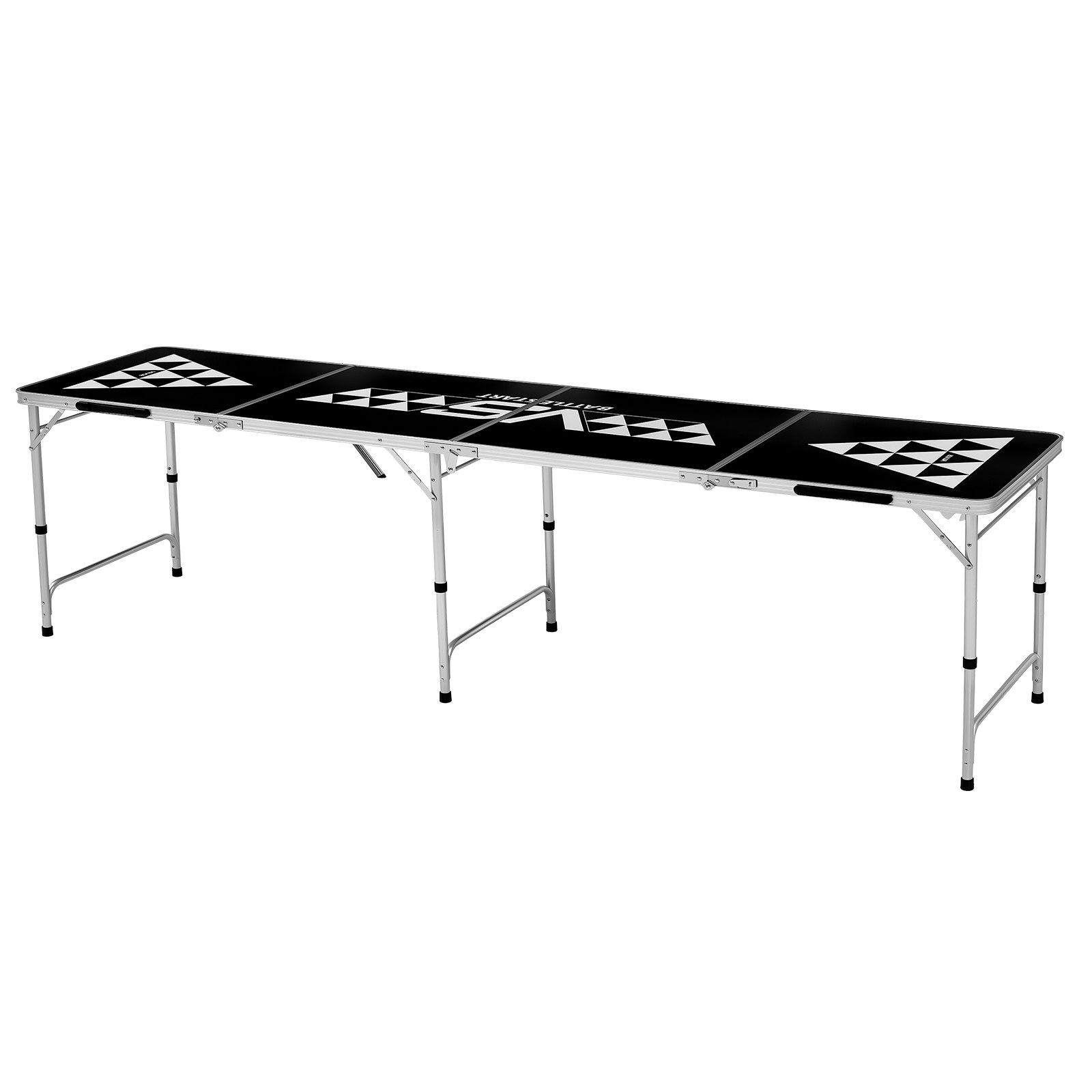 VEVOR Tavolo da Beer Pong Portatile 2,4 m Tavolo Pieghevole Rialzato, con Maniglia da Trasporto e 6 Palline da Pong, Altezza Regolabile, Leggero Portatile per Casa, Ufficio, Campeggio, Nero