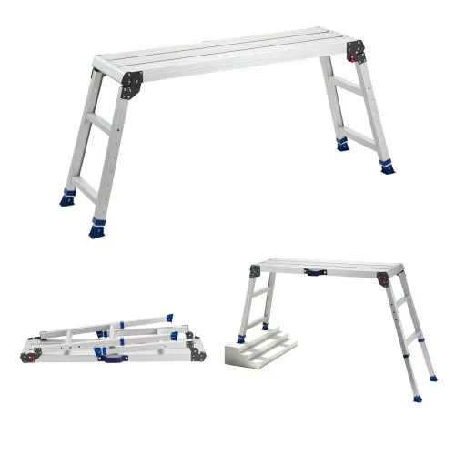 VEVOR Piattaforma di Lavoro Pieghevole Altezza Regolabile 58,4-87,6 cm, Pedana da Lavoro Portatile, Piano in Alluminio 101,6 x 30,5 cm, Portata 226,8 kg, Superficie Antiscivolo, per Casa e Officina