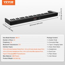 VEVOR Pianoforte Digitale 61 tasti Pianoforte Pieghevole Bluetooth MIDI Nero