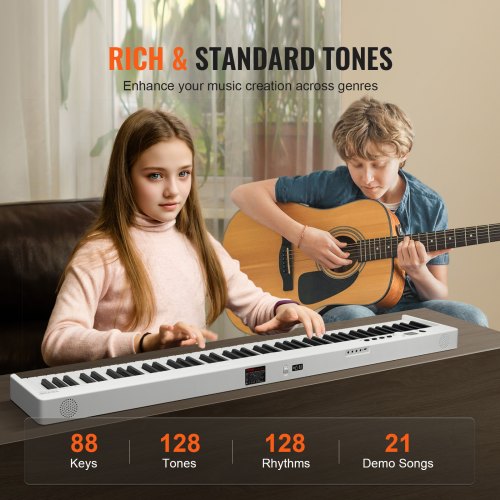 Tastiera Elettronica Tasti Pesati Pianoforte 88 Tasti Pianoforte Digitale Con 128 Toni 128 Ritmi 128 Polifonia Portatile Pianoforte Elettronico (Color : 02