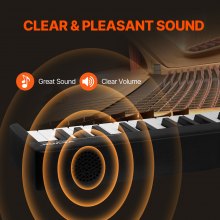 VEVOR 88 Tasti Tastiera Pieghevole Pianoforte, Bluetooth e MIDI, Digitale Pianoforte con Pedale Sustain Sensibile al Tocco Tasti Borsa, Ricaricabile Tastiera per Principianti Adolescenti Adulti, Nero