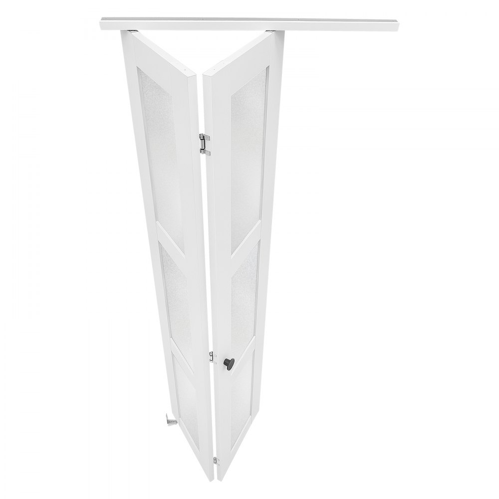 VEVOR Porta a Libro Scorrevole a 2 Pannelli Dimensioni 762 mm x 2032 mm, 3 Ante in Vetro Satinato, con Kit Ferramenta in Metallo Robusto Telaio in Composito, Design Salvaspazio, per Camere da Letto