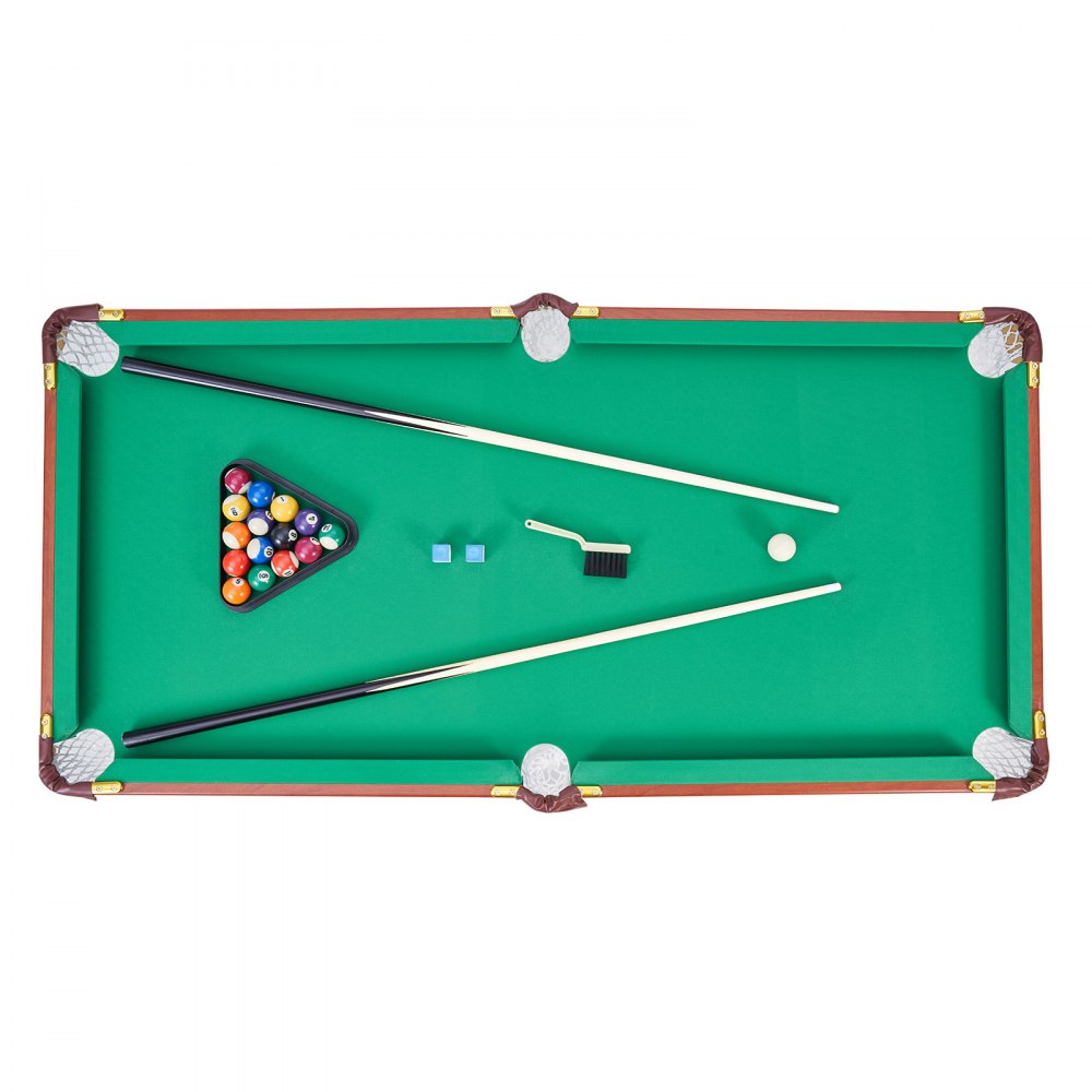 VEVOR Tavolo da Biliardo Pieghevole, 140 cm Set di Giochi di Intrattenimento Pieghevoli, con Palla, Stecca, Rastrelliera, Gesso, Spazzola, Marrone con Panno Verde, per Uso Familiare, Sala Ricreativa