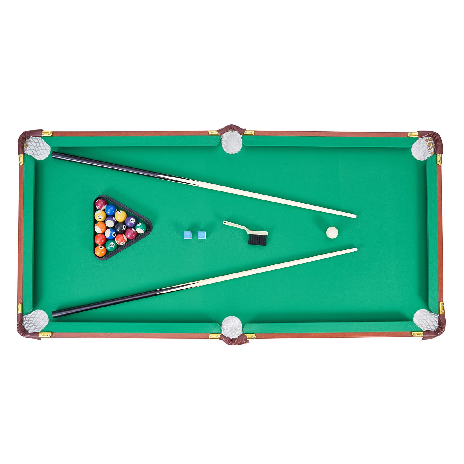 VEVOR Tavolo da Biliardo Pieghevole, 140 cm Set di Giochi di Intrattenimento Pieghevoli, con Palla, Stecca, Rastrelliera, Gesso, Spazzola, Marrone con Panno Verde, per Uso Familiare, Sala Ricreativa