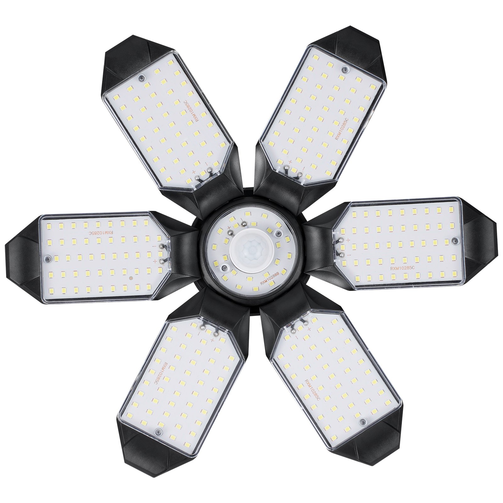 VEVOR Luci LED per Garage Set di 2 Pezzi, Plafoniera da Officina Deformabile 15000 lm 6500 K, Sensore di Movimento 6 Lampadine, Illuminazione a Vite E26/E27 per Garage, Cantina, Magazzino, Officina