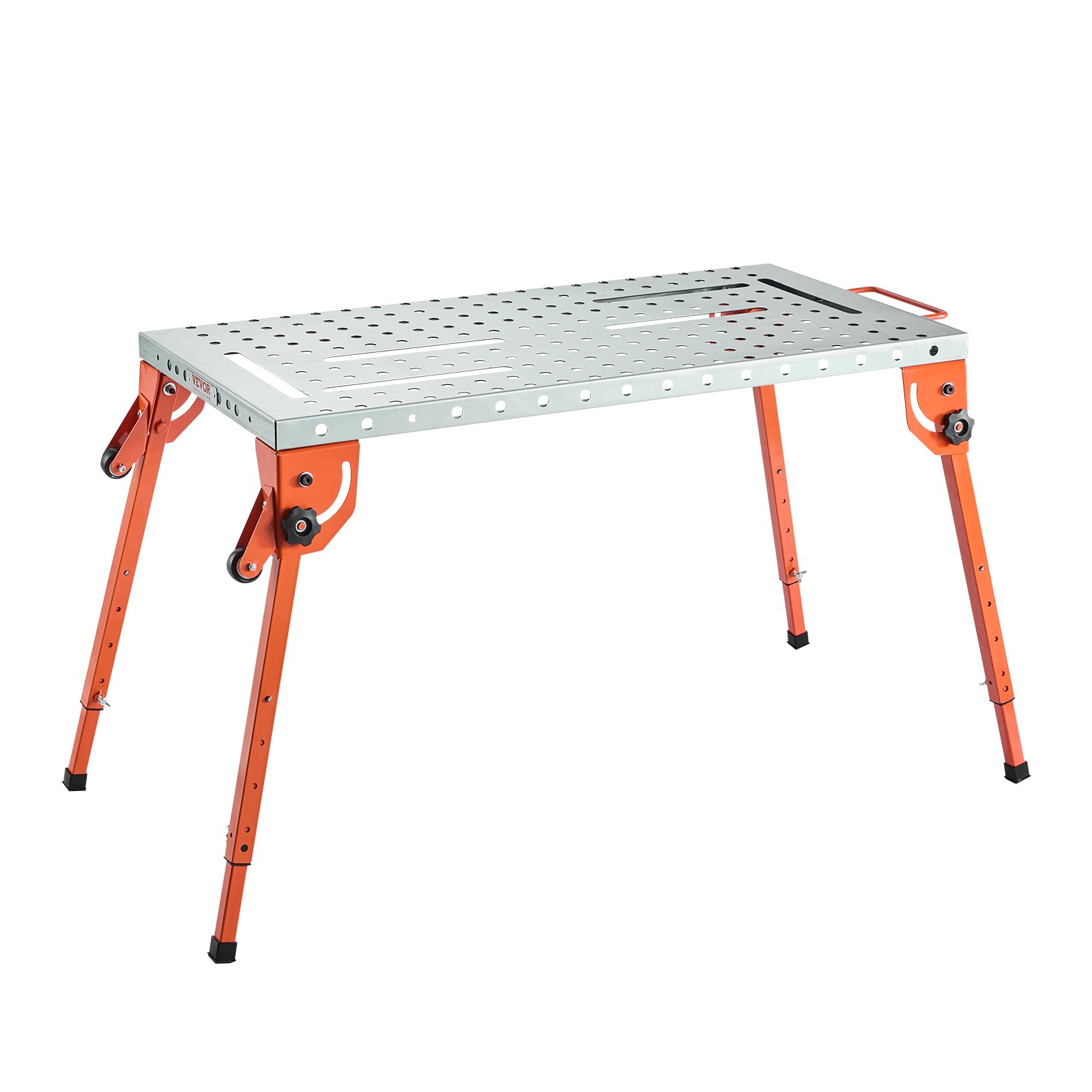 VEVOR Folding Welding Table 533x1118mm, 226 kg Load Capacity, Workbench with 4-Stage Height Adjustment, Workbench with 6 Tool Slots and 16mm Mounting Holes for Repairing Welded Assemblies