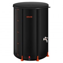 VEVOR Barile di Raccolta dell'Acqua Piovana Pieghevole, 380 L, Sistema di Raccolta dell'Acqua Piovana, Contenitore da Giardino con Rubinetto e Kit di Troppo Pieno e 7 Aste di Supporto, Nero