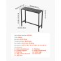 VEVOR Tavolo Alto da Bar per Esterni 100 x 37,5 cm, Tavolino da Pranzo Rettangolare Piano Impermeabile, Struttura in Metallo, Tavolo da Giardino Cortile, Terrazza, Bordo Piscina, Soggiorno