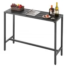 VEVOR Tavolo Alto da Bar per Esterni 120 x 37,5 cm, Tavolino da Pranzo Rettangolare Piano Impermeabile, Struttura in Metallo, Tavolo da Giardino Cortile Terrazza, Bordo Piscina, Soggiorno