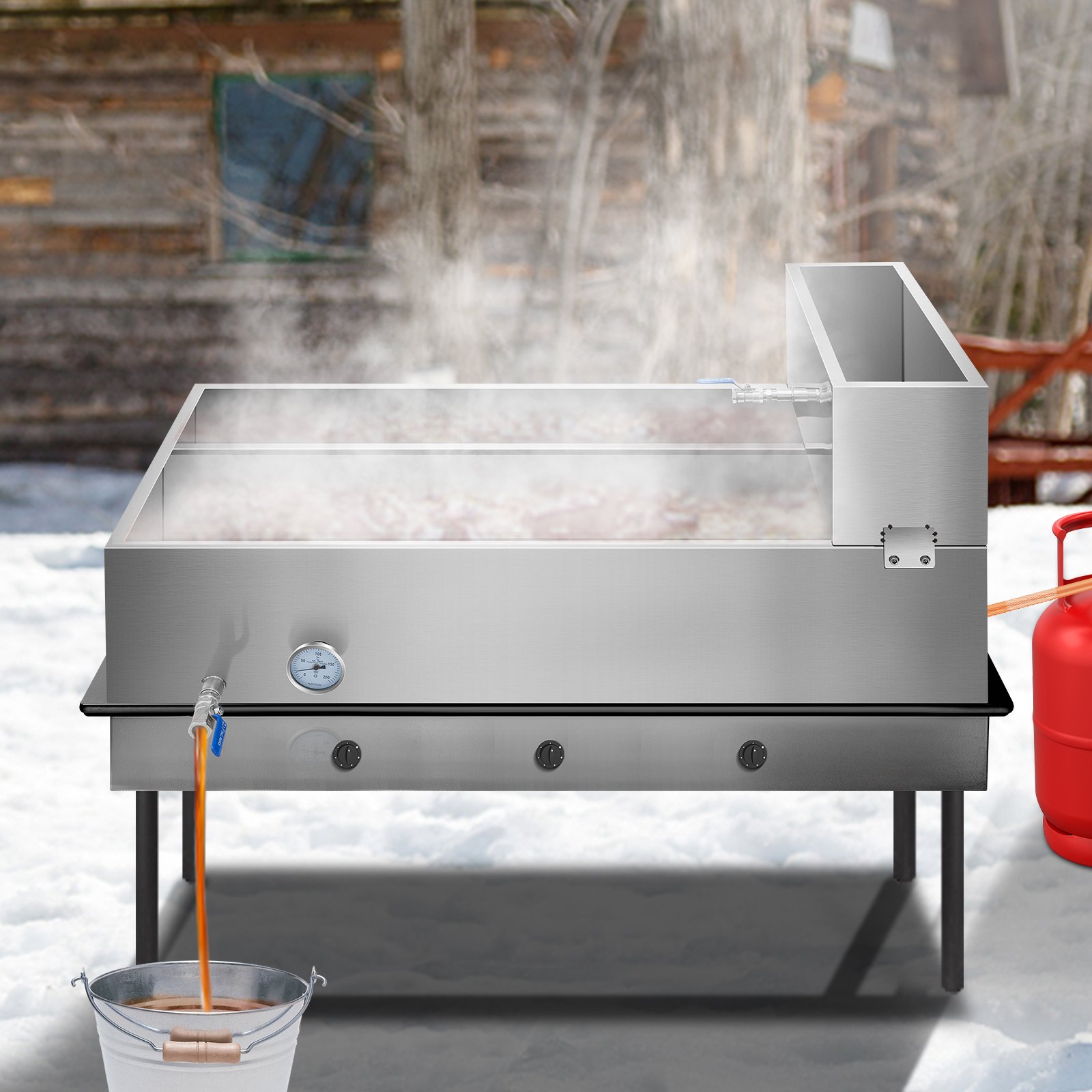 Pentola Per Evaporatore Sciroppo D'acero 48x24x19 Pollici Con Preriscaldatore