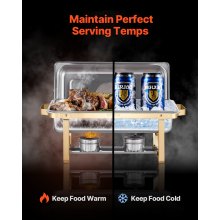 VEVOR Set da Buffet per Scaldavivande 4 L Scaldavivande Rettangolare 2 Pezzi