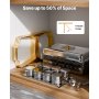 VEVOR Set da Buffet per Scaldavivande 7,5 L Scaldavivande Rettangolare in Acciaio Inox con 4 Padelle di Dimensioni Standard, Coperchio in Vetro, Supporto Pieghevole per Padella per Acqua e Carburante