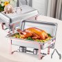 VEVOR Scaldavivande a Buffet 7,5 L Set di Scaldavivande, 2 PZ con 2 Pentole, Distributore di Calore Rettangolare per Ristorazione con Coperchio, Supporto per Pentola Acqua e Porta Carburante, Oro Rosa