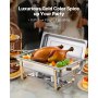 VEVOR Set da Buffet per Scaldavivande da 7,5 L Scaldavivande Rettangolare Oro