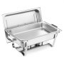 VEVOR Rectangle Chafing Dish, 8.5L 2 Pack Stainless Steel Chafing Dish, Food Warmer Chafer Complete Set with Hollow Handle, 1 Food Tongs, Lid, Fuel Holder, Chafer Dishes for Banquet Party Wedding