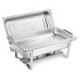 VEVOR Rectangle Chafing Dish, 9.91L 4 Pack Stainless Steel Chafing Dish, Food Warmer Chafer Complete Set with Hollow Handle, 2 Food Tongs, Lid, Fuel Holder, Chafer Dishes for Banquet Party Wedding
