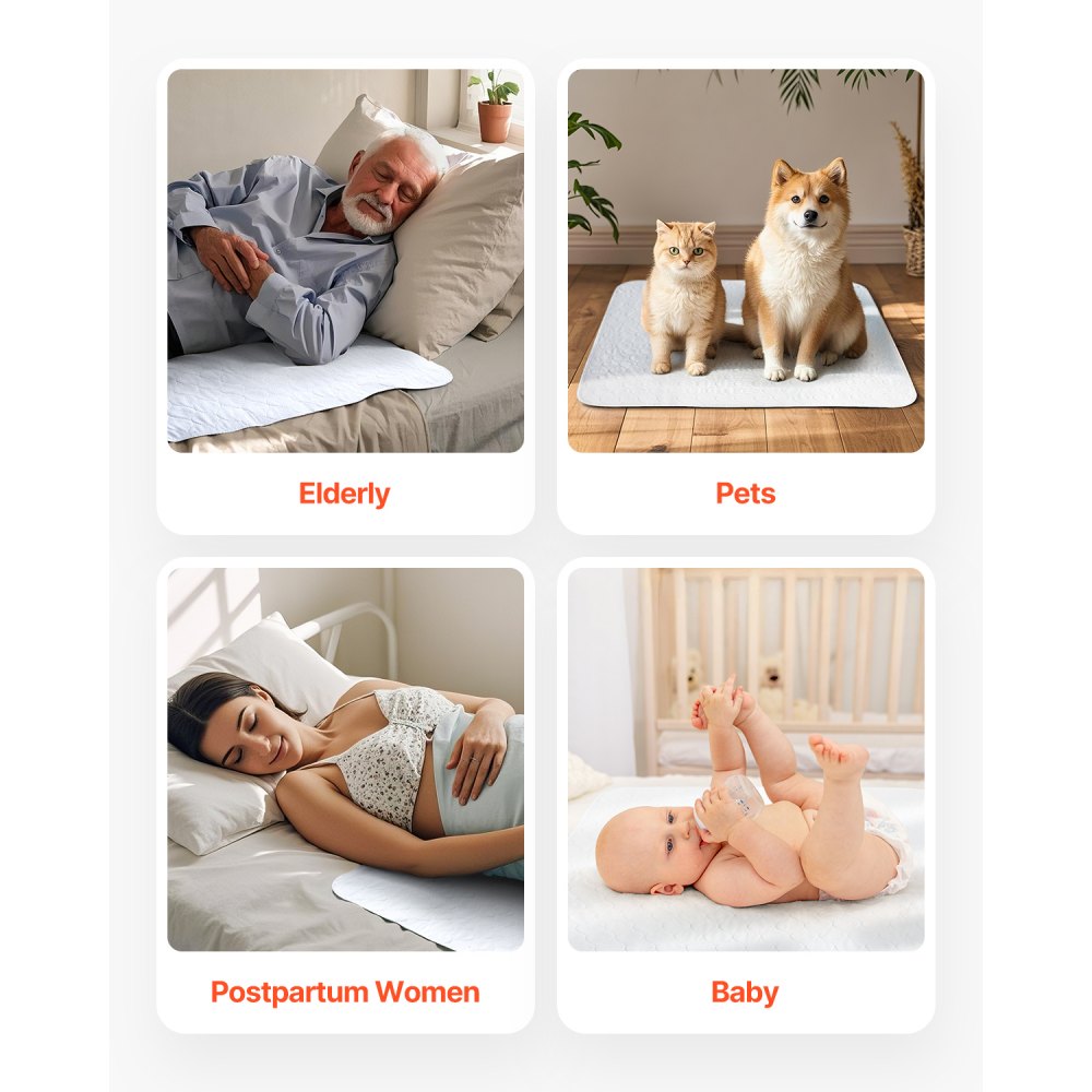 VEVOR Traversa Lavabile Impermeabile Assorbenti ad Asciugatura Rapida Incontinenza per Letto Divano Materasso, Traversa Protettiva per Animali Domestici Bambini Pazienti Anziani Confezione 10 Pz